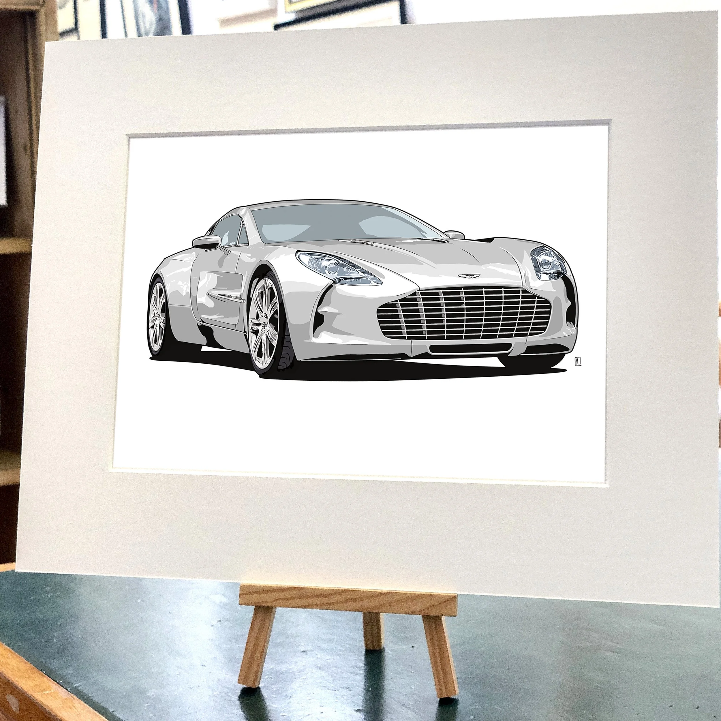 Aston Martin One 77 open edition modern British super car artwork
